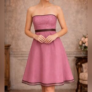 Vintage Kay Unger Silk Strapless Pink Dress Chic Prom Homecoming Party Holiday